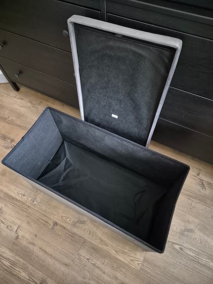 Grå sammet Sittpuff puff förvaring sängkista