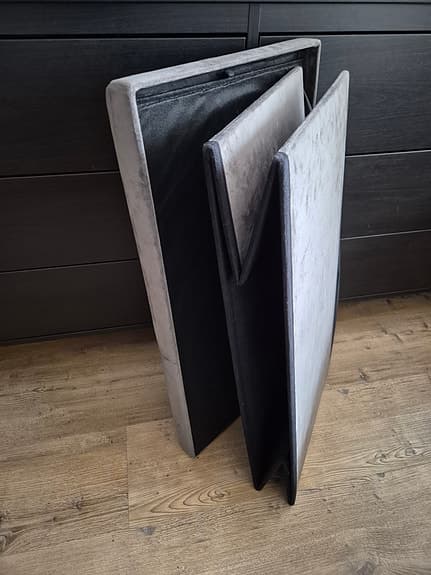 Grå sammet Sittpuff puff förvaring