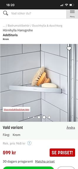 Hansgrohe hörnhylla duschhylla krom