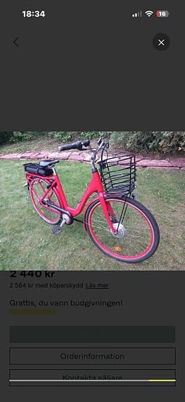 Crescent elcykel unisex 51cm 28" röd med 2 batteri