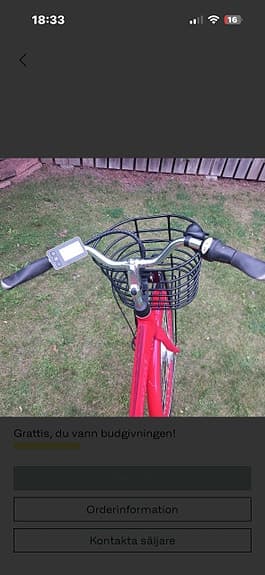 Crescent elcykel unisex 51cm 28" röd med 2 batteri