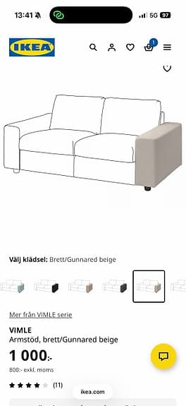 Bäddsoffa, VIMLE, schäslong, beige