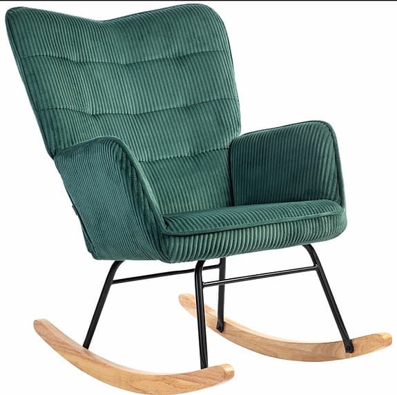 Gungfåtölj / Rocking Chair – Grön Sammet
