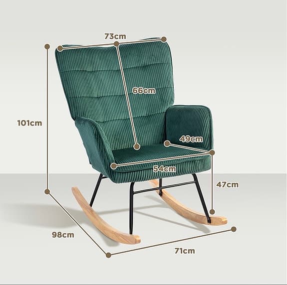 Gungfåtölj / Rocking Chair – Grön Sammet