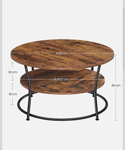 Soffbord VASAGLE – runt 80 cm – helt nytt