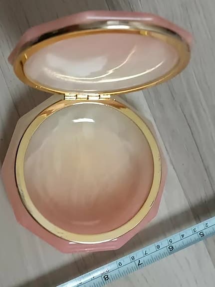 alabaster Smyckesask rund rosa med blommotiv