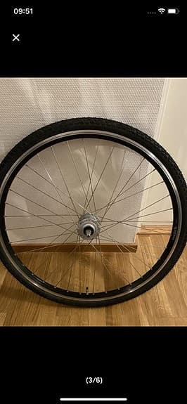 Cykelhjul bakhjul med nav svart o framdäck