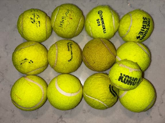 Blandade märken tennisbollar gul 13 st.
