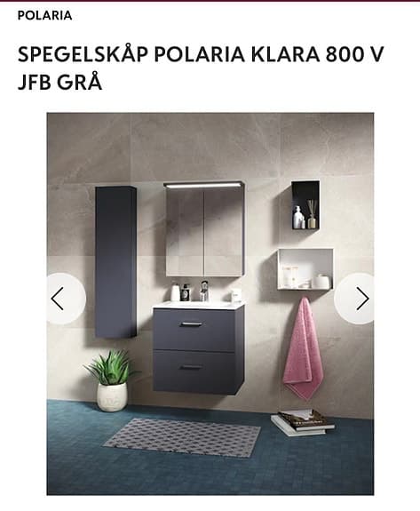 SPEGELSKÅP POLARIA KLARA 800 H JFB GRÅ