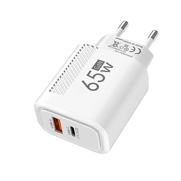 NY 65W GaN Snabbladdare USB-C och USB-A Oöppnad förpackning