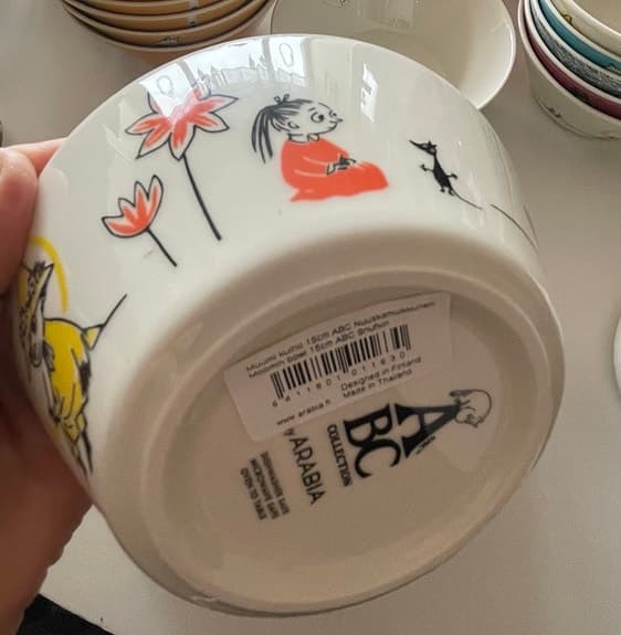 Arabia skål Mumin Moomin ABC för Röda Korset