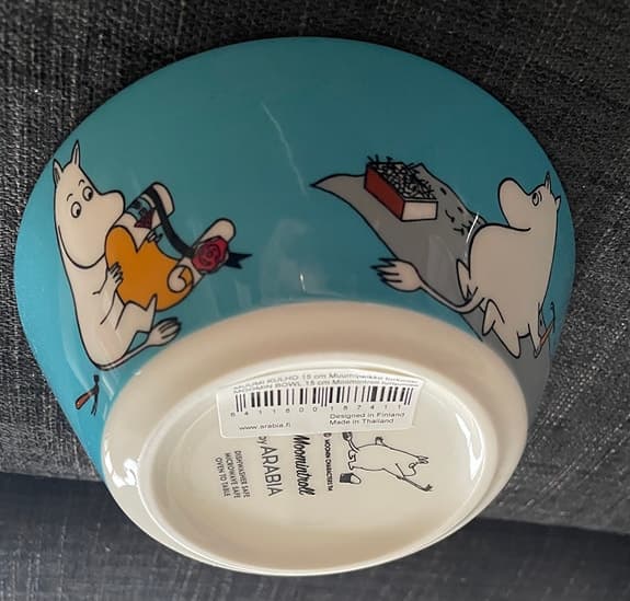 Arabia Moomin Mumin skål blå Muminpojken-utgången