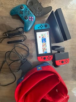 Nintendo Switch spelkonsol neonröd neonblå med tillbehör