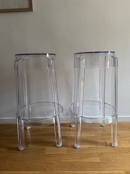 Set 2 Kartell Philippe Starck pall ”Ghost” piedestal genomskinlig plast