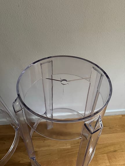 Set 2 Kartell Philippe Starck pall ”Ghost” piedestal genomskinlig plast