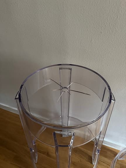 Set 2 Kartell Philippe Starck pall ”Ghost” piedestal genomskinlig plast