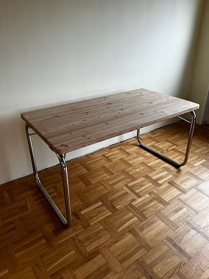 Fällbord av Lindau & Lindekrantz – krom & furuskiva – svensk design