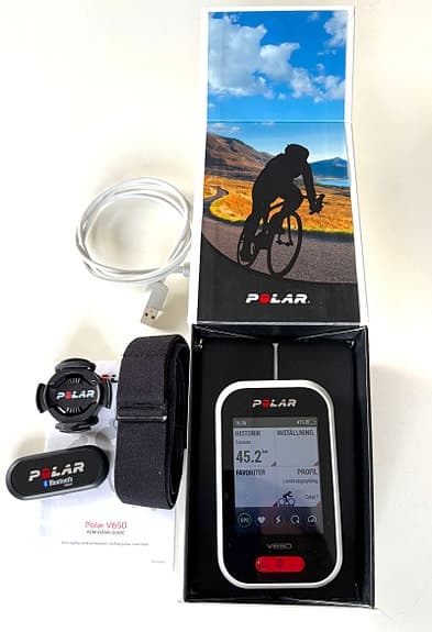 Polar V650 cykeldator + pulsbälte – fint skick