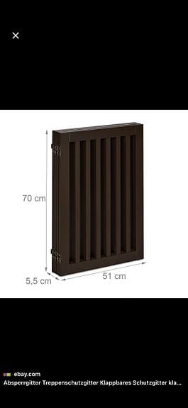 Relaxdays Säkerhetsgrind 3 paneler med dörr – 70 cm – Brun