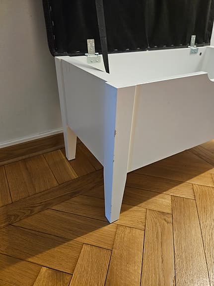 Förvaringsbänk vit med grå sits