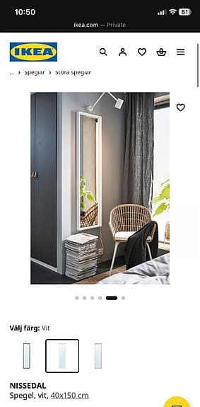 IKEA spegel helkropp vit