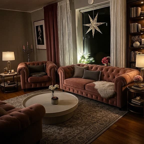 Chesterfield Lyx Soffgrupp 3+2+1 i Sammet