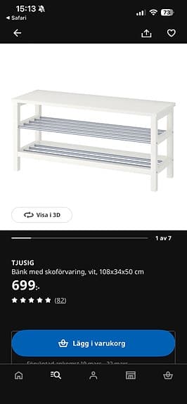 Ikea bänk med förvaring för skor ”Tjusig”