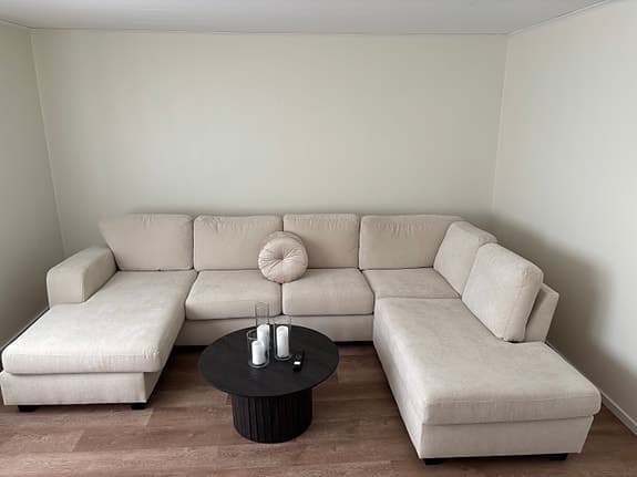 Mio hörnsoffa tyg beige