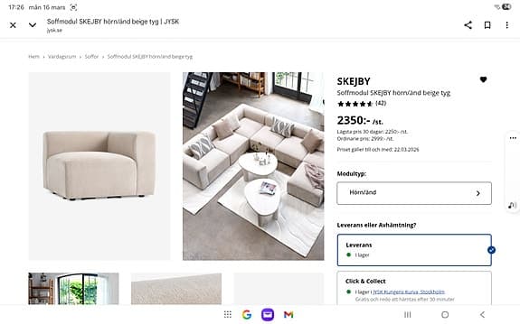 SKEJBY soffmodul hörn/änd från Jysk