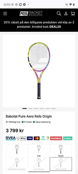 Babolat Pure Aero Orgin. Tennisracket