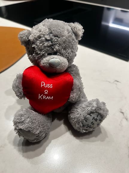 Teddykompaniet nallebjörn med hjärta grå röd