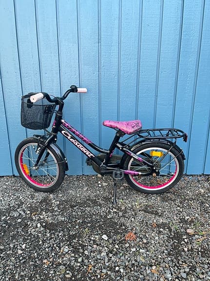 Fridälv crescent 16 tum barncykel svart rosa