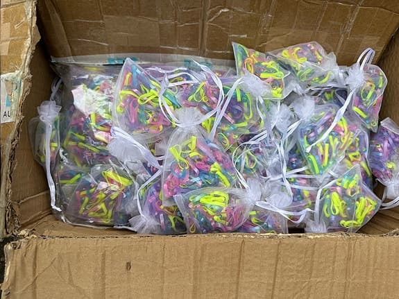 Tyg påsar med gummiband ca 600