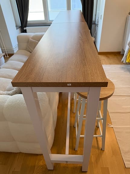 Barbord med 4 barstolar – vit/ek