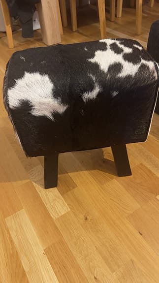 Cow Black Leather Stool