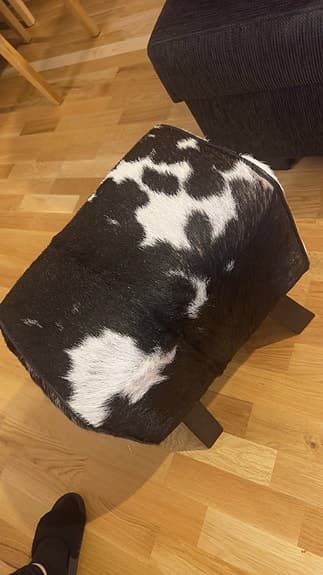 Cow Black Leather Stool