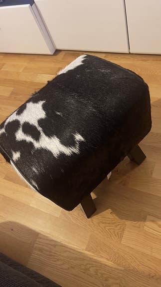 Cow Black Leather Stool