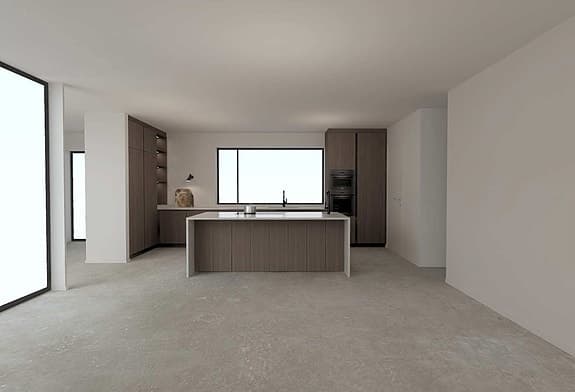 Exklusivt designkök i valnöt med bänkskivor