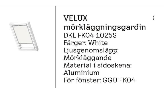Velux mörkläggningsgardin vit/aluminium