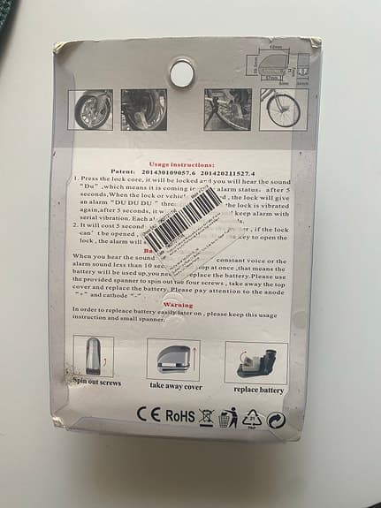 alarm disc lock motorcykellås med rörelse sensor