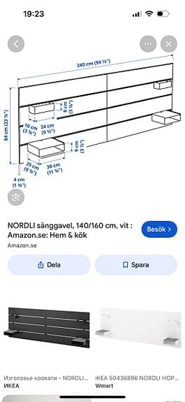 IKEA NORDLI sänggavel 140/160 cm vit