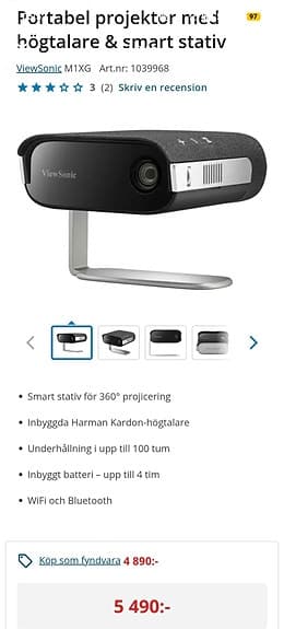 Viewsonic M1+ bärbar projektor med Harman Kardon-högtalare
