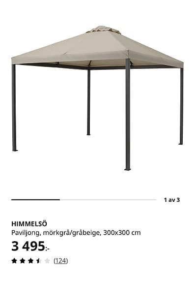 Ikea Himmelsö paviljong 300x300 cm mörkgrå/gråbeige