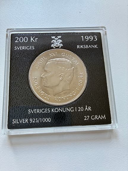 Sveriges riksbank 200 kr minnesmynt silver 925/1000 27 g 1993