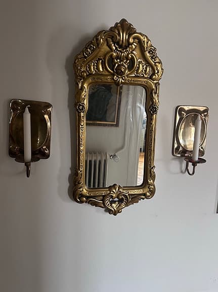 Dekorativ guldspegel i rokoko/barockstil (36 x 74 cm)