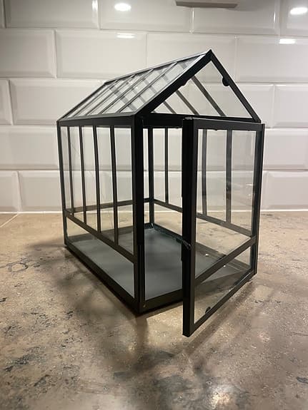Växthus glas svart ram bordsväxthus