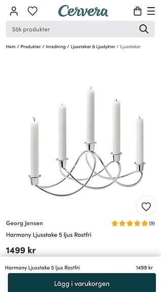 Georg Jensen ljusstake för kronljus silverfärgad