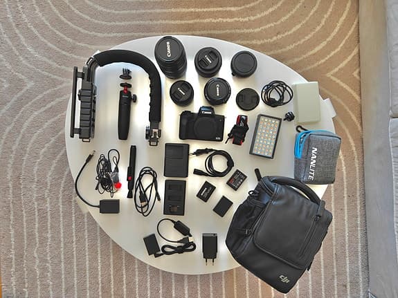 Canon M50 + 4 objektiv + komplett video/foto-kit inkl. Zhiyun Weebill S gimbal
