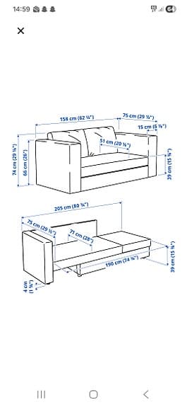 bäddsoffa från ikea i grå/blå
