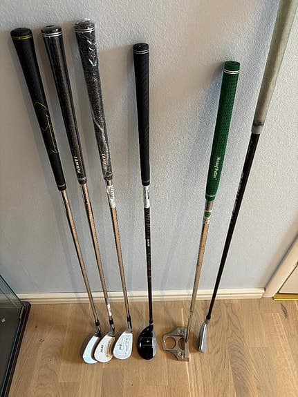 Golfklubbor, utility järn, wedge, putter